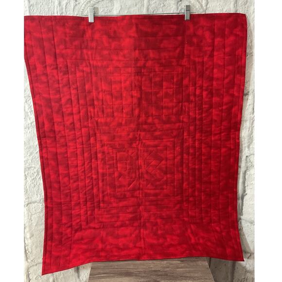 Wall Quilt Decorative Red Blue Handmade Quilt 31” x 38” - Picture 6 of 7